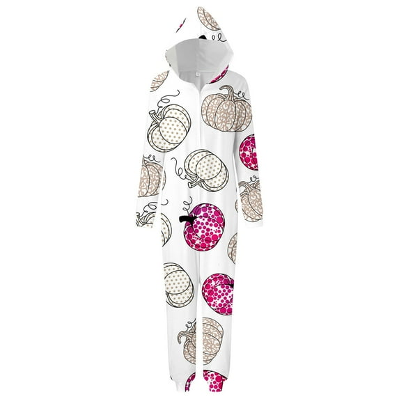 oqasdz Halloween Family Matching Outfits Print Hooded Jumpsuits for Mom Comfortable Relaxation Homewear Casual Daily Party Comfort