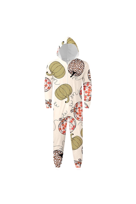 Halloween Family Matching Outfits Pumpkin Printed Hooded Rompers for Dad Home Clothes Casual Daily Party Comfort Pajamas Jumpsuits