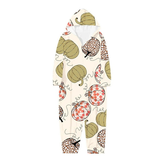 oqasdz Halloween Family Matching Outfits Pumpkin Printed Hooded Rompers for Kids Home Clothes Adorable Comfort Cozy Pajamas Jumpsuits