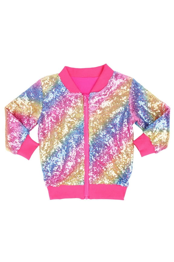 Halloween Girls Jackets Children Kids Sequin Outerwear Shiny Pattern Long Sleeve Casual Party Evening Top Coat Outwear Size 3 Y-4 Y