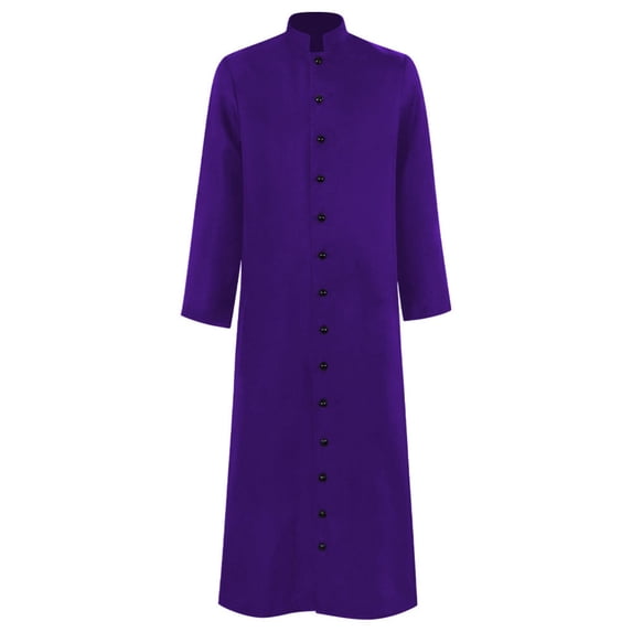oqasdz Halloween Men Robe Solid Color Long Sleeve Button Shirt Jacket Vintage Clothes Long Gown for Party Theme Event, 4X