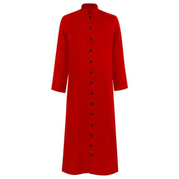 oqasdz Halloween Men Robe Solid Color Long Sleeve Button Shirt Jacket Vintage Clothes Long Gown for Party Theme Event, L