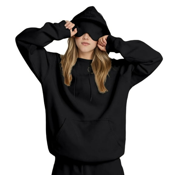oqasdz Hoodies for Women Casual Hooded Sweatshirt with Eye Soft Comfortable Pullover for Travel and Daily Wear Stylish Solid Color Hoodie