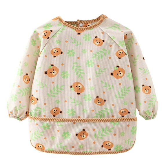oqasdz Baby Care Boys Girls Long Sleeve Cartoon Prints Soft Comfortable Cute Bibs, Size 12-24 Months