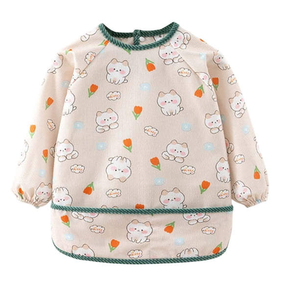 oqasdz Baby Care Boys Girls Long Sleeve Cartoon Prints Soft Comfortable Cute Bibs, Size 4-5 Years