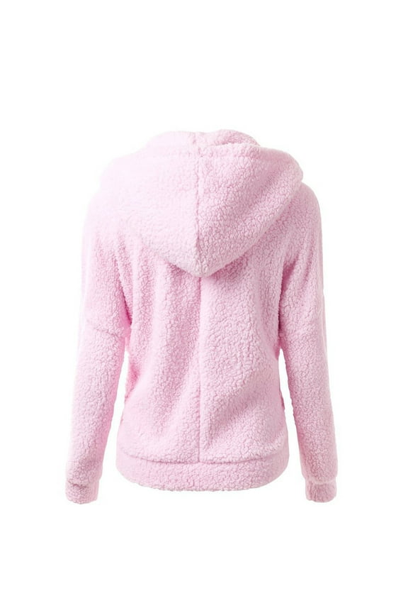 Jackets for Women Wool Fall Winter Full Zip Long Sleeve Hooded Jacket Warm Casual Outwear Daily Wear Sweater Coat Top