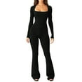 thumbnail image 1 of oqasdz Jumpsuits for Women Dressy Square Neck Tummy Control Solid Color Long Sleeve Harem Long Pants Bib Overalls, L, 1 of 6