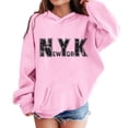 thumbnail image 1 of oqasdz Kids Child Girls Boys Sweatshirts Letter Prints Sports Hooded Pullover Top Pocket Casual Stretch Loose Fit Outdoor Size 11 Y-12 Y, 1 of 4