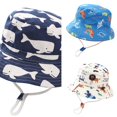 thumbnail image 1 of oqasdz Kids Fisherman Cap for Boys Cartoon Print Adjustable Straps Toddler UPF 50+ Wide Brim Sun Hat Beach Casual Summer, 1 of 4