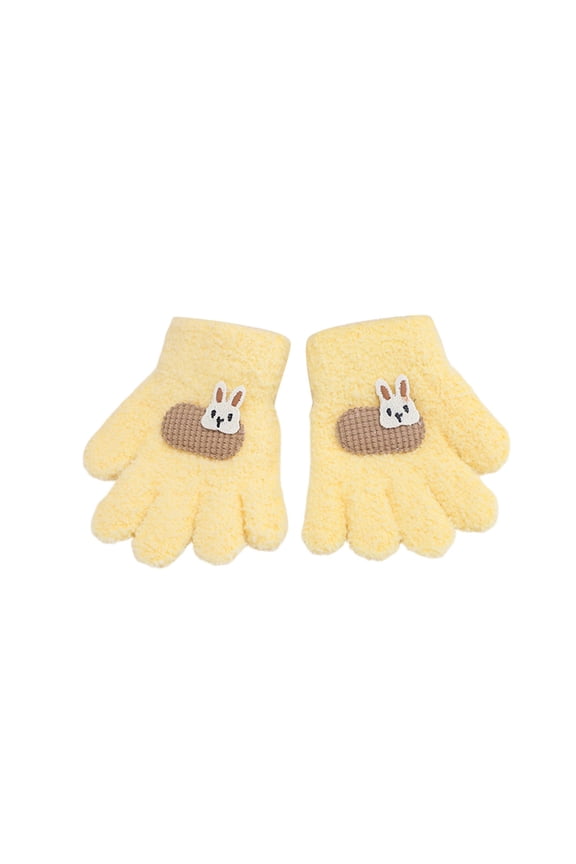 Kids Gloves Winter with Adorable Bunny Design Warm Thermal Insulated Five Finger Mittens for Boys Girls Cold Weather Toddlers Gloves