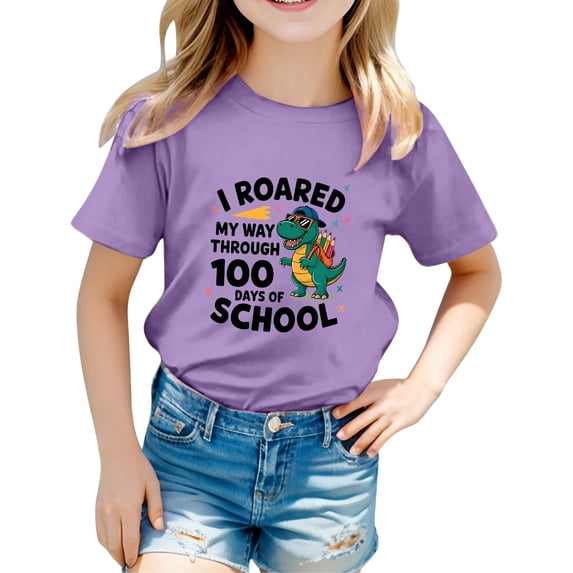 oqasdz Kids Graphic Letter Print T Shirt for Back To School Short Sleeve Tee Top Girls 100 Days of School Shirt Boys Comfortable Fit Versatile Casual Outdoor
