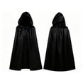 thumbnail image 1 of oqasdz Kids Hooded Cape Cloak Solid Color Satin Short with Neck Tie Closure Halloween Party Dress Up Performance Outfit Adorable Holiday, 1 of 2