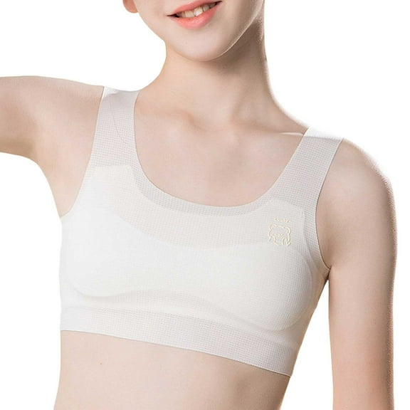oqasdz Kids Teen Girls Crop Top Bras Seamless Sports Training Bra Camisole Lightweight Comfortable Underwear, Size