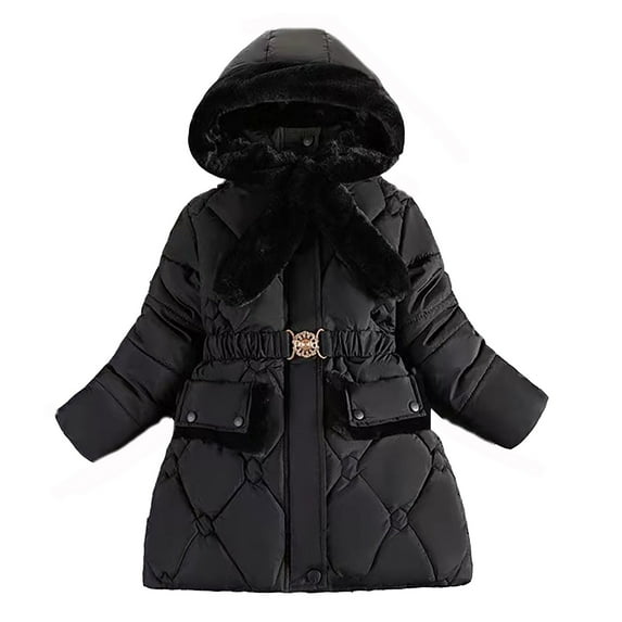 oqasdz Kids Toddler Baby Boys Girls Solid Color Thicken Fall Winter Cute Coat Hooded Padded Jacket Outwear Warm Clothes Size 4 Y-5 Y