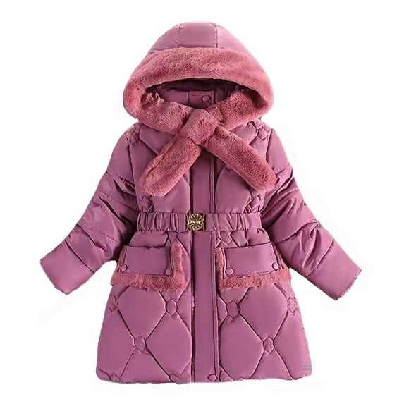 oqasdz Kids Toddler Baby Boys Girls Solid Color Thicken Fall Winter Cute Coat Hooded Padded Jacket Outwear Warm Clothes Size 5 Y-6 Y