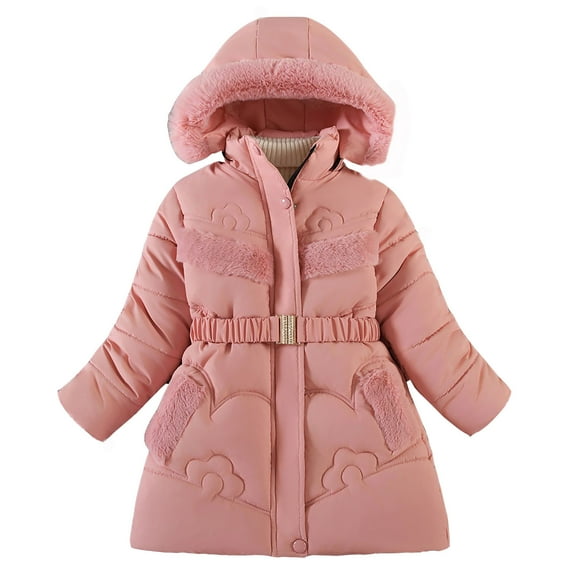 oqasdz Kids Toddler Baby Boys Girls Solid Color Thicken Fall Winter Cute Coat Hooded Padded Jacket Outwear Warm Clothes Size 8 Y-9 Y