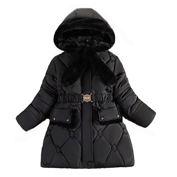 oqasdz Kids Toddler Baby Boys Girls Solid Color Thicken Fall Winter Cute Coat Hooded Padded Jacket Outwear Warm Clothes Size 8 Y-9 Y