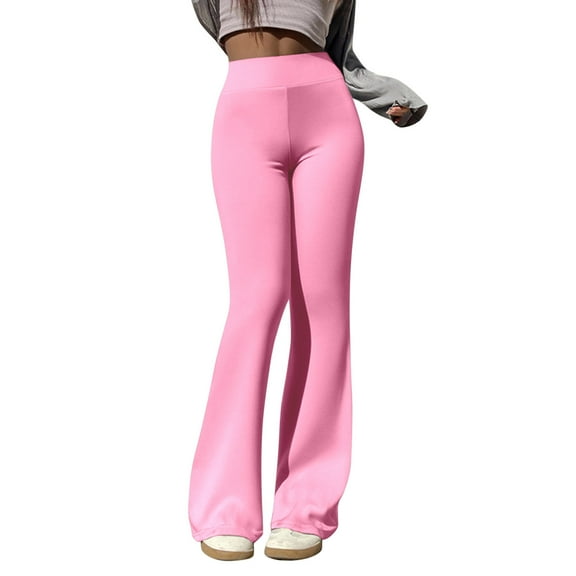 oqasdz Leggings for Women Casual Low Waisted Fashion Slim Solid Color Flared Leg Sports Yoga Pants L