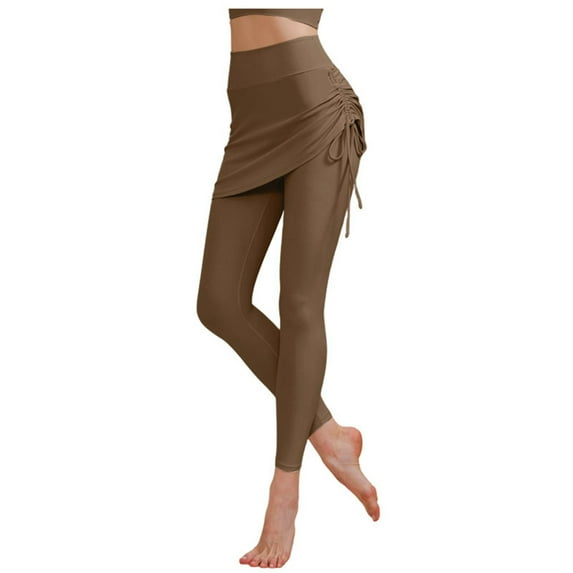 oqasdz Leggings for Women Covering Drawstring High Waisted Lifting Dance Sports Fitness Yoga Pants L