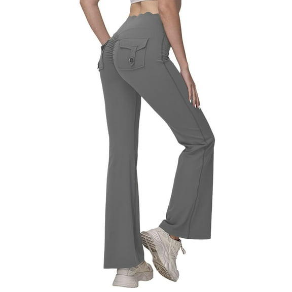 oqasdz Leggings for Women Flare Leg with Pockets for Sports Workout Lifting Gym Casual Yoga Pants M