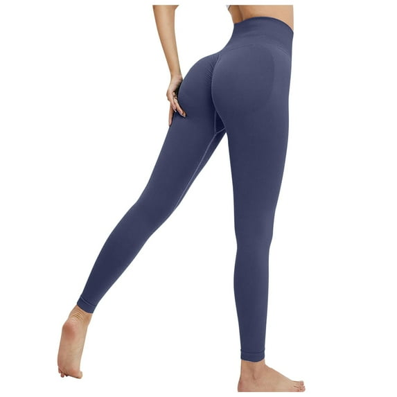 oqasdz Leggings for Women Ladies Solid Color Seamless Lifting Sports Tights Fitness Yoga Pants L