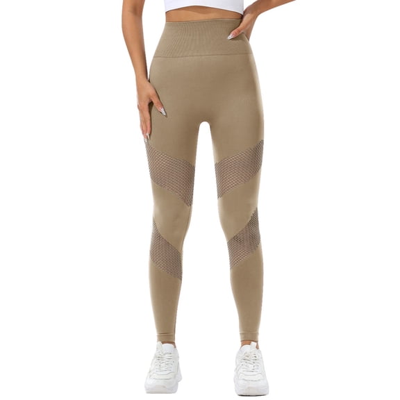 oqasdz Leggings for Women Mesh Breathable Seamless Elastic High Waist Lifting Sports Yoga Pants M