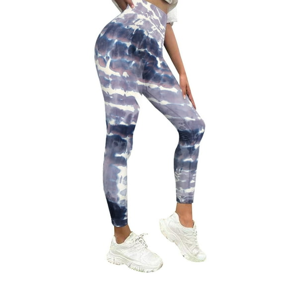 oqasdz Leggings for Women Personality Print High Waisted Running Workout Soft Tummy Control Yoga Pants L