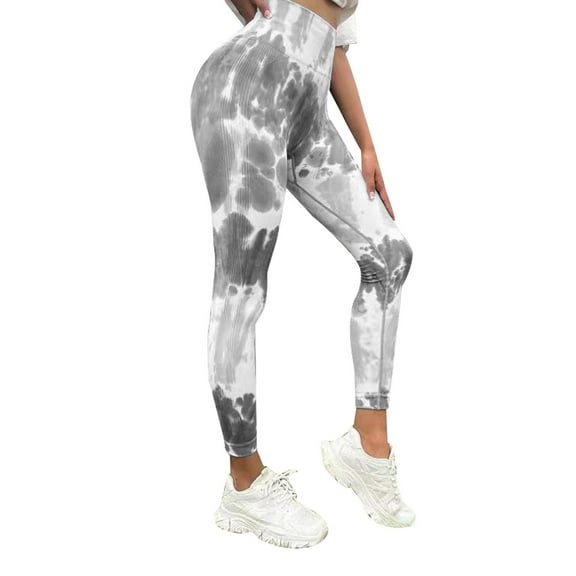 oqasdz Leggings for Women Personality Print High Waisted Running Workout Soft Tummy Control Yoga Pants M