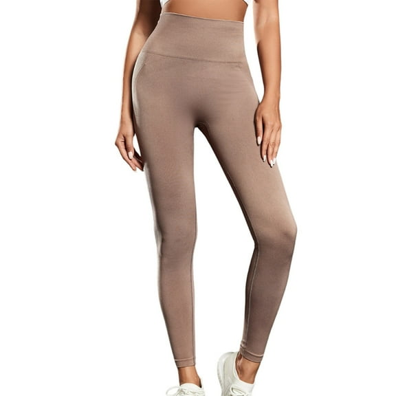 oqasdz Leggings for Women Solid Color Seamless Fitness Pants High Waist Belly Tights Stretchy Yoga Pants S