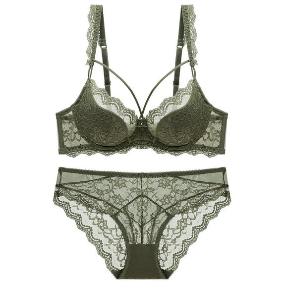 oqasdz Lingerie Sets for Women Sexy Naughty Lace Comfortable Breathable Gathering Large Bra Set