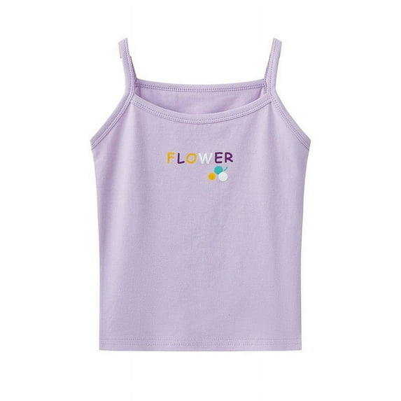oqasdz Little Girls Camisole Cute Printed Sleeveless Tank Top Summer Stretch Undershirts Casual Breathable Soft Tops, Size 4-5 Years