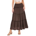 thumbnail image 1 of oqasdz Maxi Skirts for Women Casual Elegant High Waisted A Line Flowy Ruffles Solid Color Tiered Thin Breathable Formal Long Skirt, 1 of 7