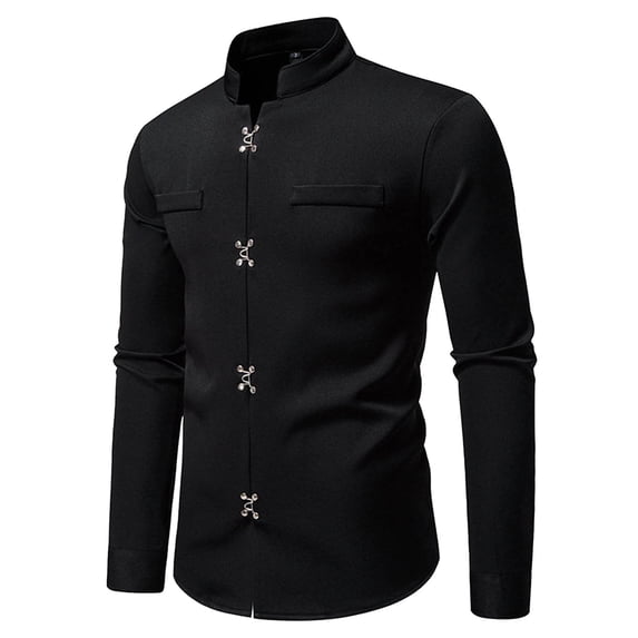 oqasdz Men Long Sleeve Solid Color Button Down Shirts Fall Comfort Fit Classic Wedding Office Top Regular Fit Casual Everyday