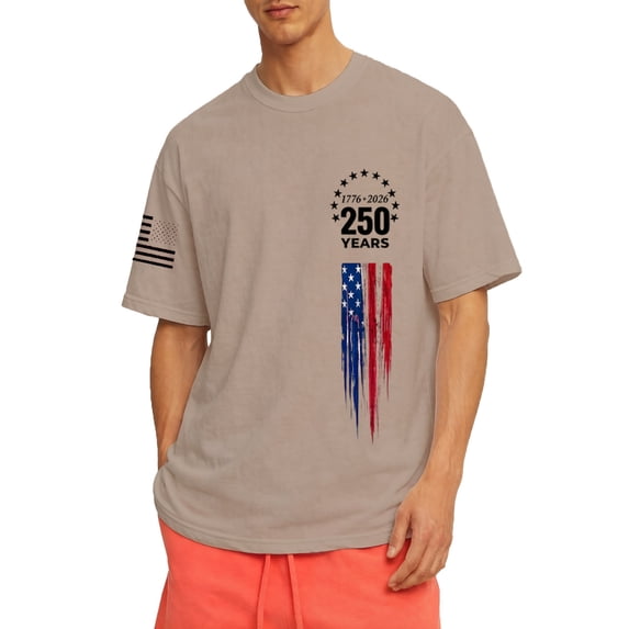 oqasdz Men T Shirts Crew Neck Short Sleeve 250th Anniversary USA Shirt Soft Graphic Tee 4th of july Loose Basic Top Casual Outdoor Tshirts