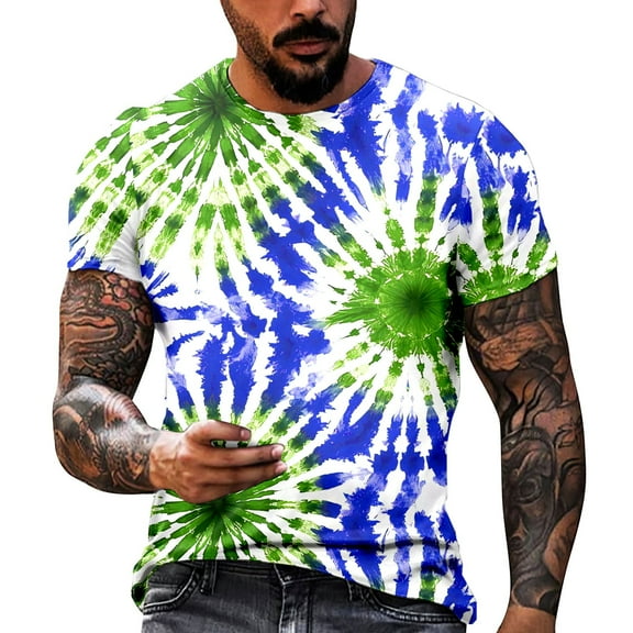 oqasdz Men T Shirts Summer Casual Fashion Father's Day Printed Hooded Short Sleeved Tee Top