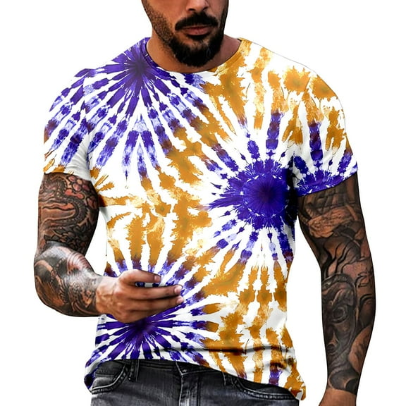 oqasdz Men T Shirts Summer Casual Fashion Father's Day Printed Hooded Short Sleeved Tee Top