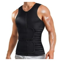 oqasdz Men's Double Belt Body Shaper Vest - Thermal Rubber Waist Trainer for Gym Slim, Tummy Control, L