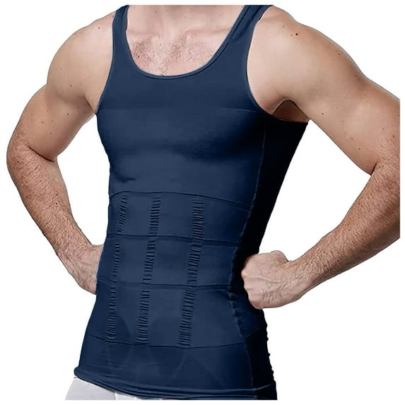 oqasdz Men's Double Belt Body Shaper Vest - Thermal Rubber Waist Trainer for Gym Slim, Tummy Control, XL