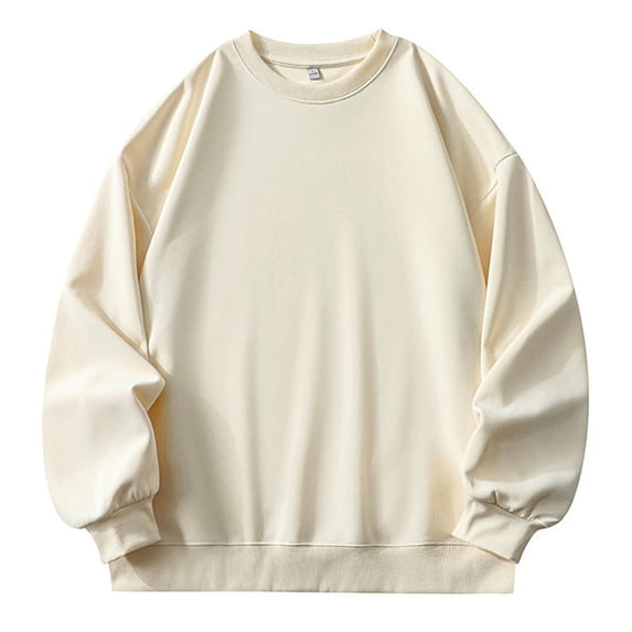 oqasdz Men's Long Sleeve Sweatshirt O-Neck Casual Solid Color Holiday Pullover Tops Holiday Male Dailywear