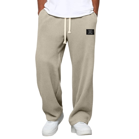 oqasdz Men's Pants Casual Pants Knitted Straight Leg Comfortable Breathable Soft Lightweight Relaxed Fit Everyday Wear Trousers