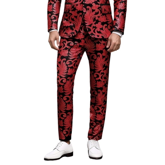 oqasdz Men's Pants Casual Performance Trousers with Allover Pattern and Sequin Detailing for Stage Shows Evening Events and Party Wear