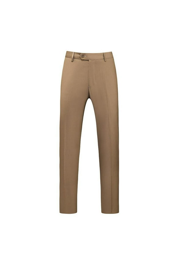 Men's Pants Classic Veneer Crease Flat Head Chinos Mature Straight Leg Pants Loose Business Trousers