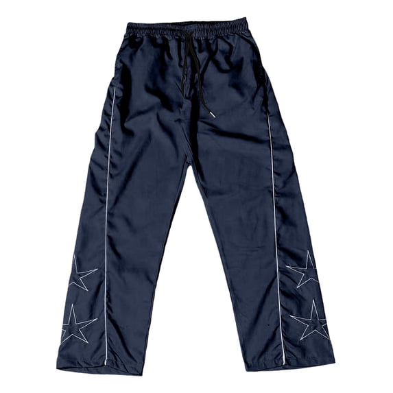 oqasdz Men's Pants Elastic Waist Spring Fall Star Embroidered Oversizxed Sweat Pants Sports Activities Casual Comfort Soft Outwear