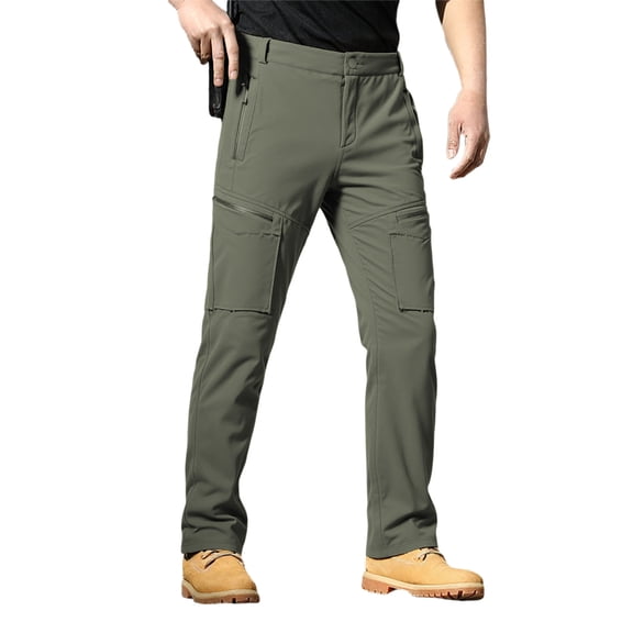 oqasdz Men's Pants Lined Hiking Thermal Insulated Outdoor Climbing Trousers Winter Windproof Softshell Trekking Adventure Activities