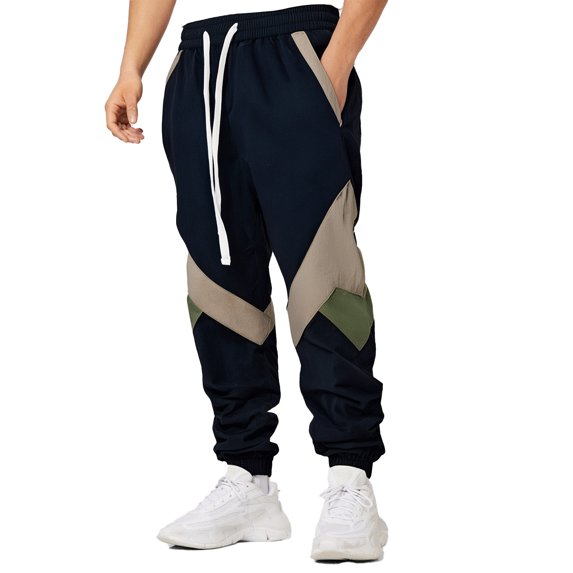 oqasdz Men's Pants Summer Lightweight Color Block Jogger with Elastic Waistband Trendy Harem Bottoms Fashion Casual Loose Fit Dailywear