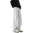 thumbnail image 1 of oqasdz Men's Sweatpants Winter Fashion Trend Wide Leg Loose Casual Large Size Solid Color Sportswear Thicken Warm Baggy Sweatpant, L, 1 of 3