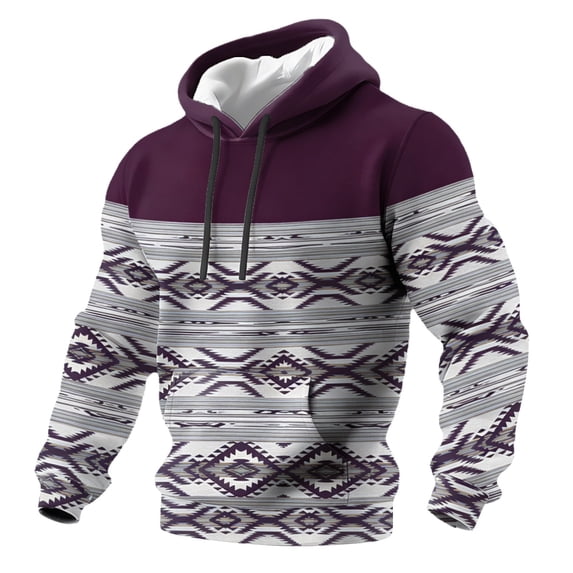 oqasdz Men's Sweatshirts Hooded Striped Stylish Print Hooded Pullover with Pocket Long Sleeve Loose Top Durable Soft Casual Dailywear