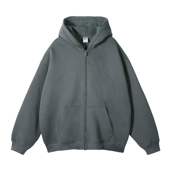 oqasdz Men's Sweatshirts Long Sleeve Full Zip Solid Color Hooded Pullover with Pocket Sports Classic Versatile Casual Dailywear
