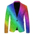 thumbnail image 1 of oqasdz Mens Blazer 3D Sequin Suit Printed Pocket Lapel Button Up Stretch Lightweight Business Wedding Party Coat Top,Size 2X, 1 of 2