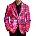 thumbnail image 1 of oqasdz Mens Blazer Festive Sequin Print Long Sleeve One Button Corduroy Jackets Comfort Loose Fit Sport Coat Party Evening Wedding Prom, 1 of 5